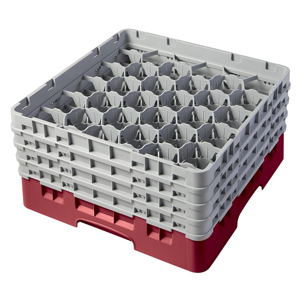 144-30S800416 Camrack® Glass Rack w/ (30) Compartments - (4) Gray Extenders, Cranberry