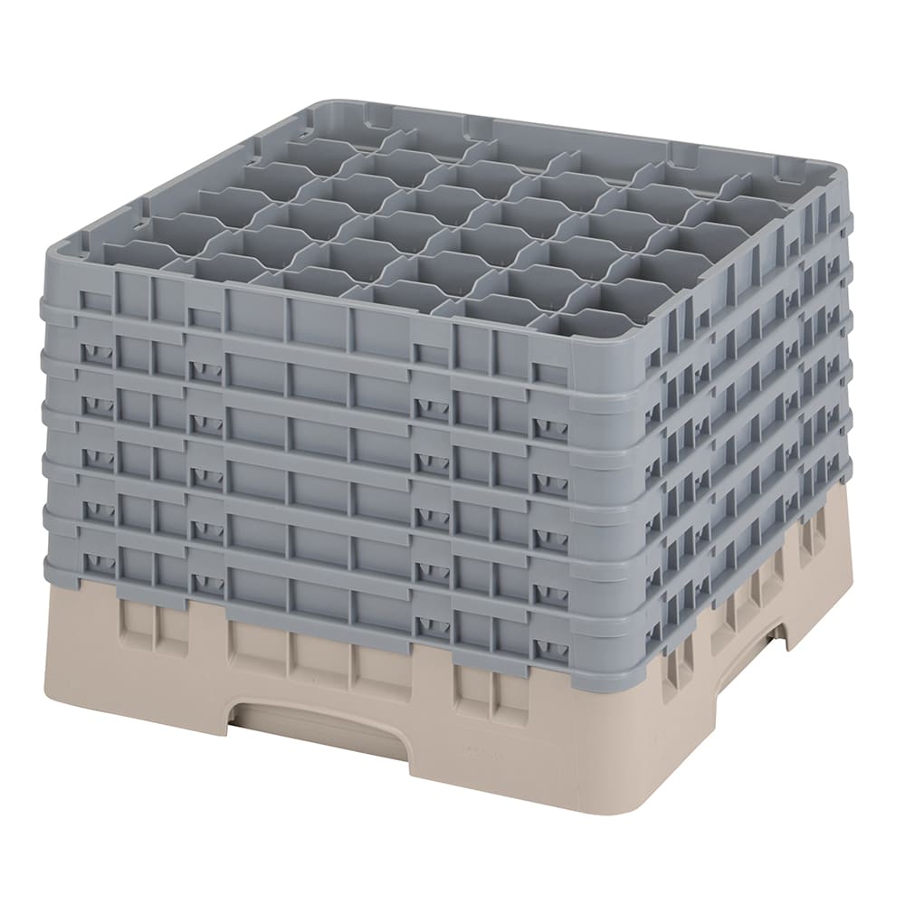 144-36S1214184 Camrack® Glass Rack w/ 36 Compartments - 6 Gray Extenders, Beige