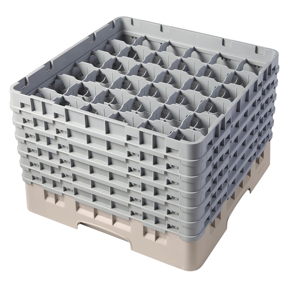 144-36S1114184 Camrack® Glass Rack w/ 36 Compartments - 6 Gray Extenders, Beige