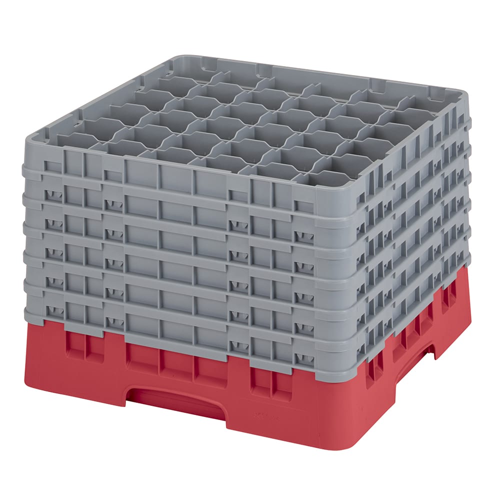 144-36S1214163 Camrack® Glass Rack w/ 36 Compartments - 6 Gray Extenders, Red