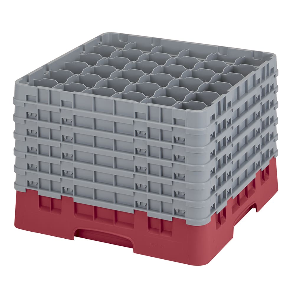 144-36S1214416 Camrack® Glass Rack w/ 36 Compartments - 6 Gray Extenders, Cranberry