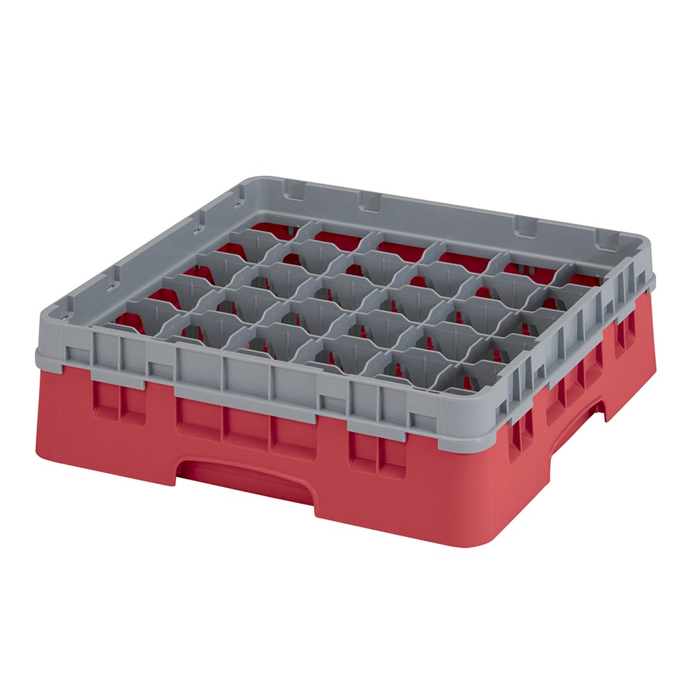 144-36S318163 Camrack® Glass Rack w/ 36 Compartments - 1 Gray Extender, Red