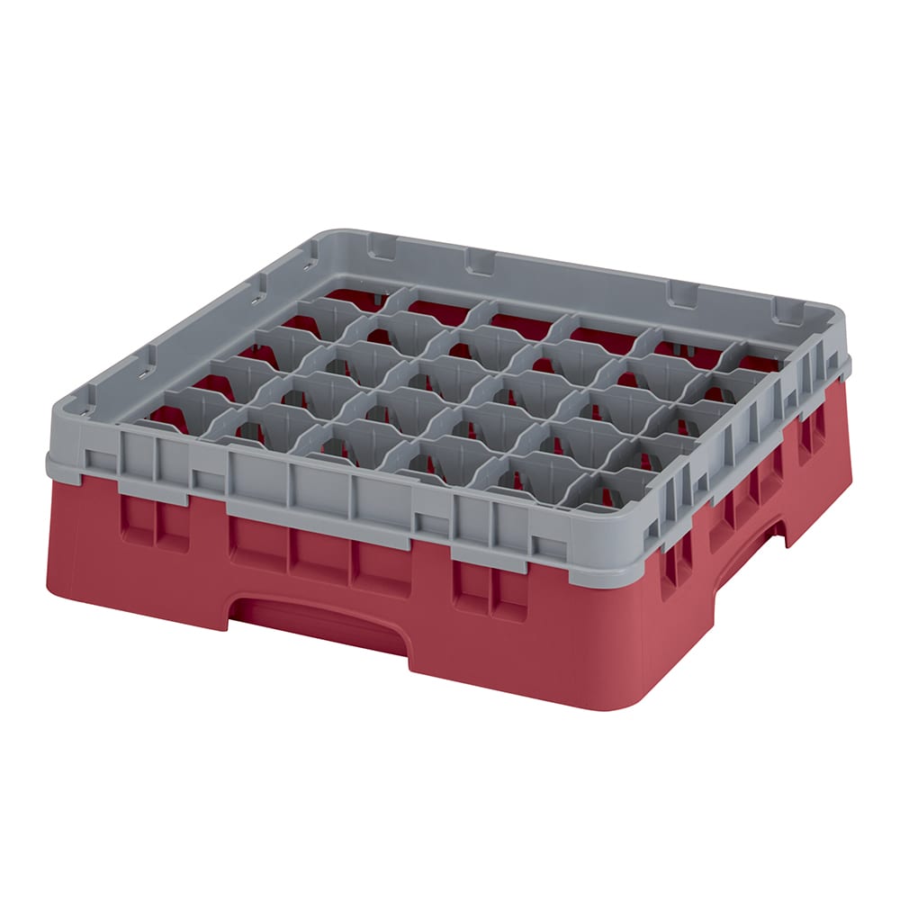144-36S318416 Camrack® Glass Rack w/ 36 Compartments - 1 Gray Extender, Cranberry