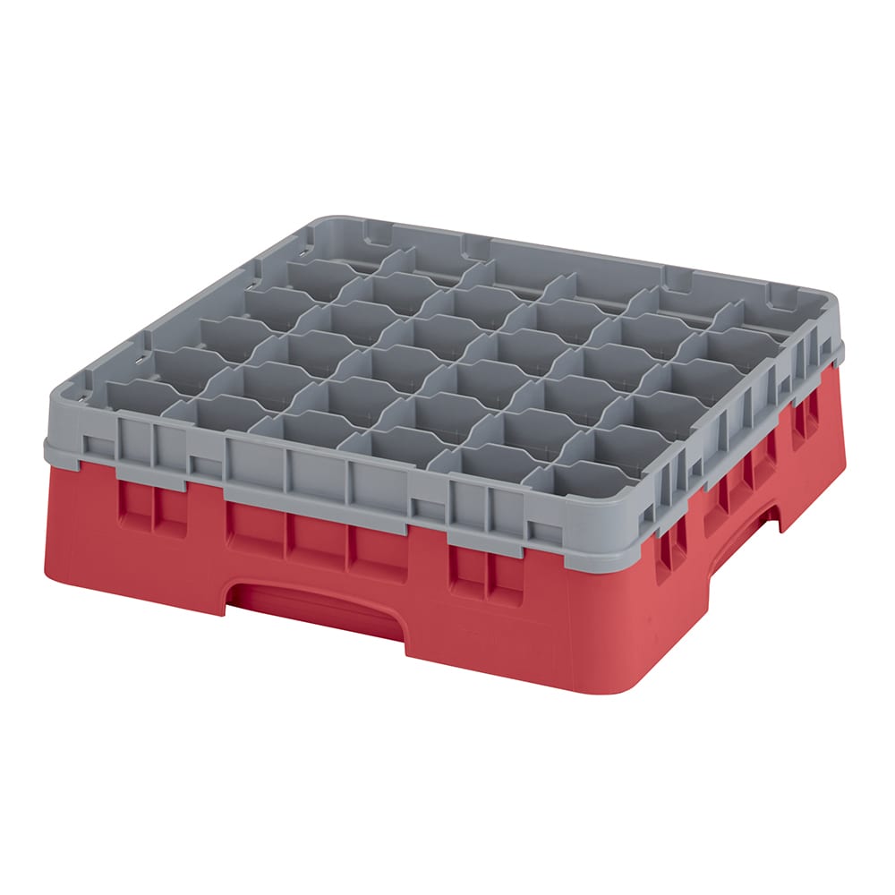 144-36S418163 Camrack® Glass Rack w/ (36) Compartments - (1) Gray Extender, Red