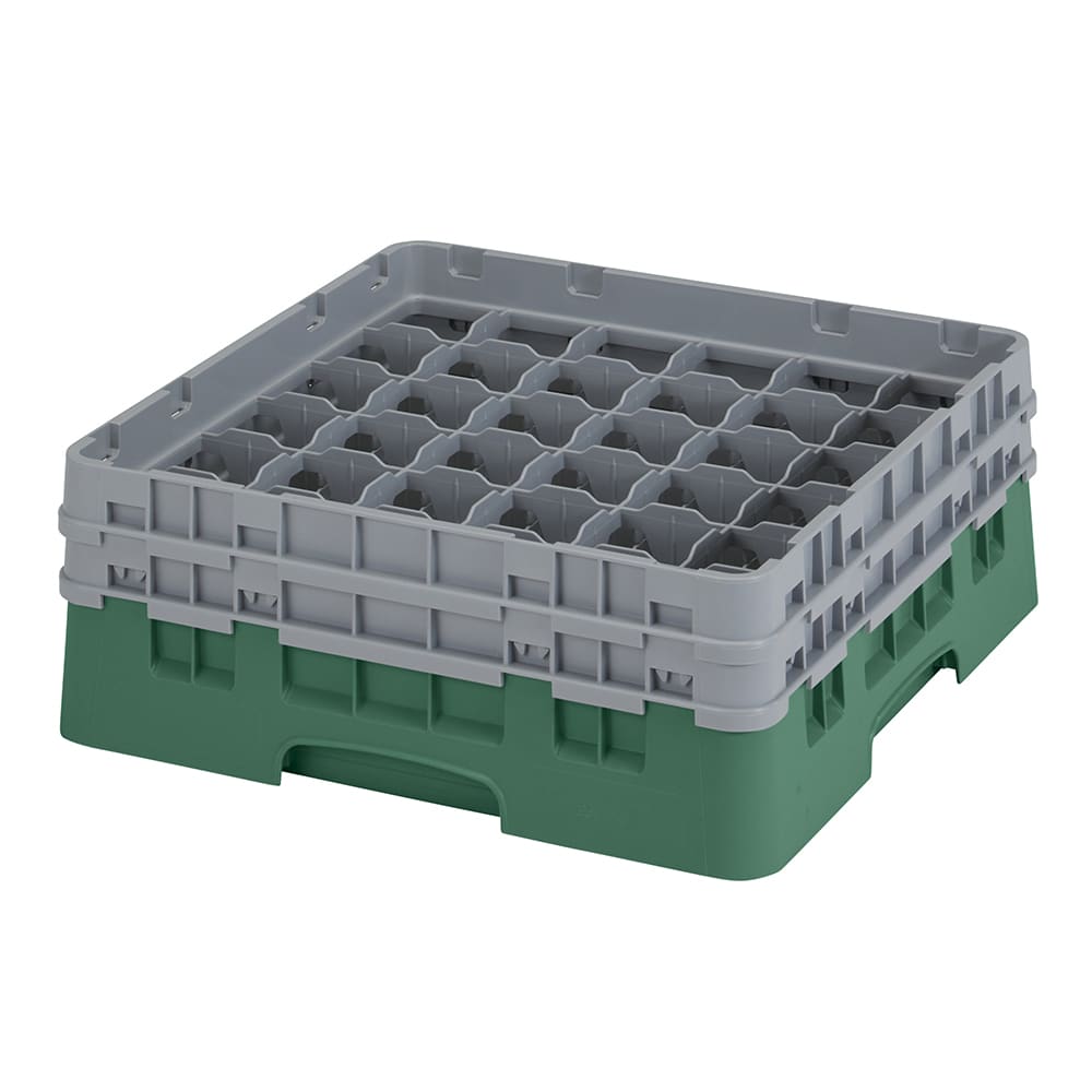 144-36S434119 Camrack® Glass Rack w/ 36 Compartments - 2 Gray Extenders, Sherwood Green