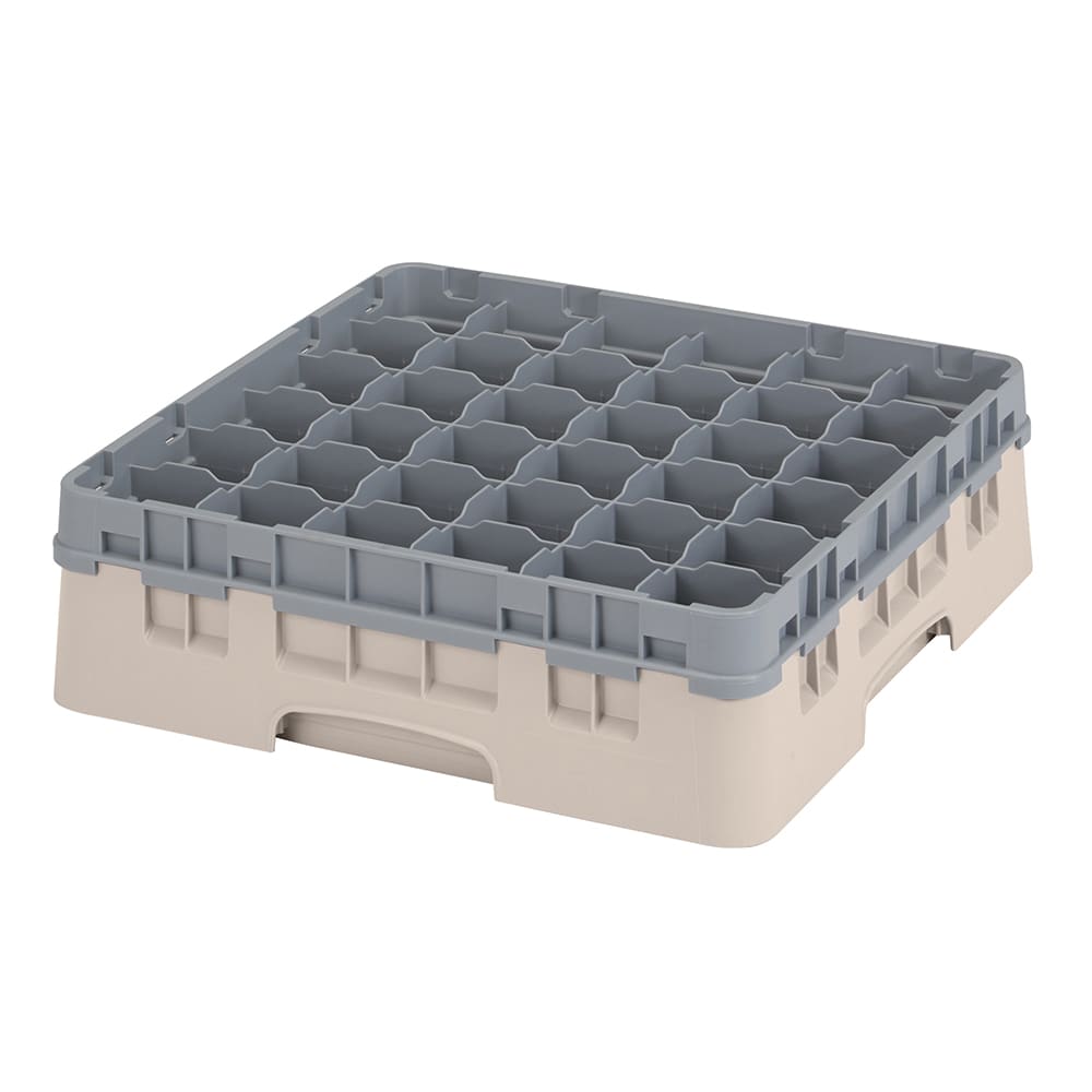 144-36S418184 Camrack® Glass Rack w/ 36 Compartments - 1 Gray Extender, Beige