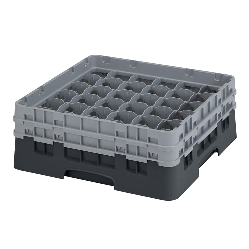 144-36S434110 Camrack® Glass Rack w/ 36 Compartments - 2 Gray Extenders, Black