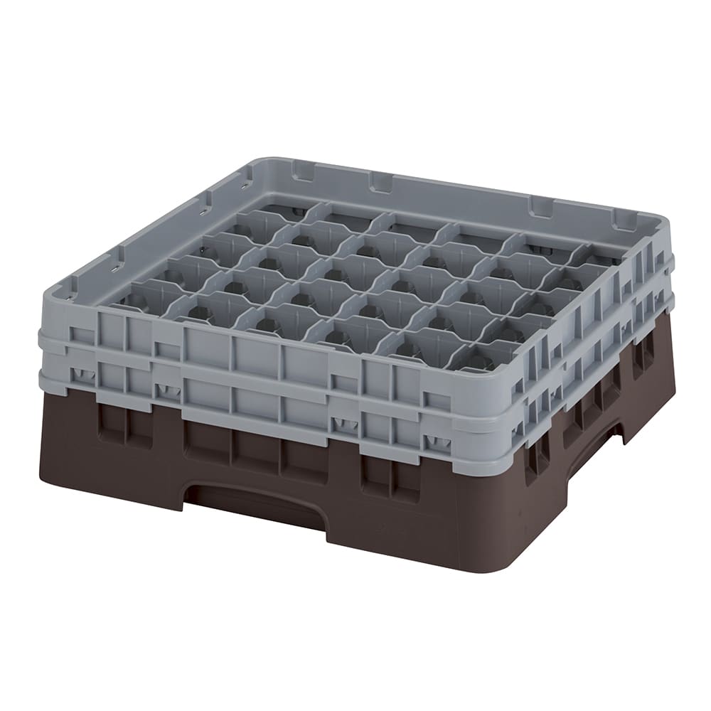 144-36S434167 Camrack® Glass Rack w/ 36 Compartments - 2 Gray Extenders, Brown