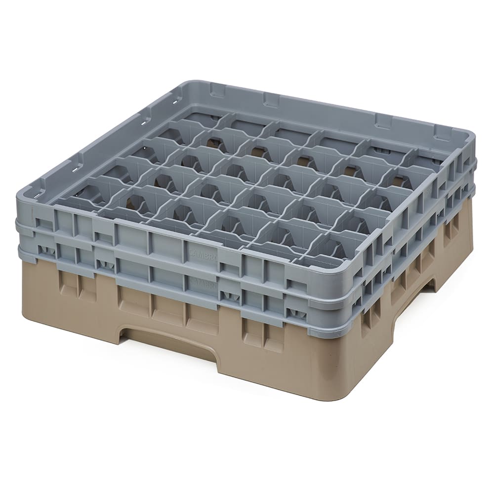 144-36S434184 Camrack® Glass Rack w/ 36 Compartments - 2 Gray Extenders, Beige