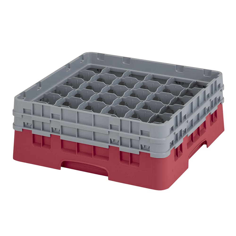 144-36S434416 Camrack® Glass Rack w/ 36 Compartments - 2 Gray Extenders, Cranberry