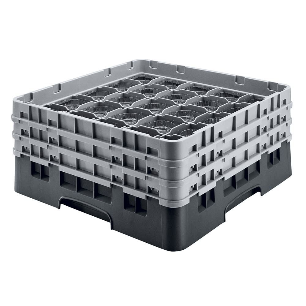 144-36S534110 Camrack® Glass Rack w/ 36 Compartments - 2 Gray Extenders, Black