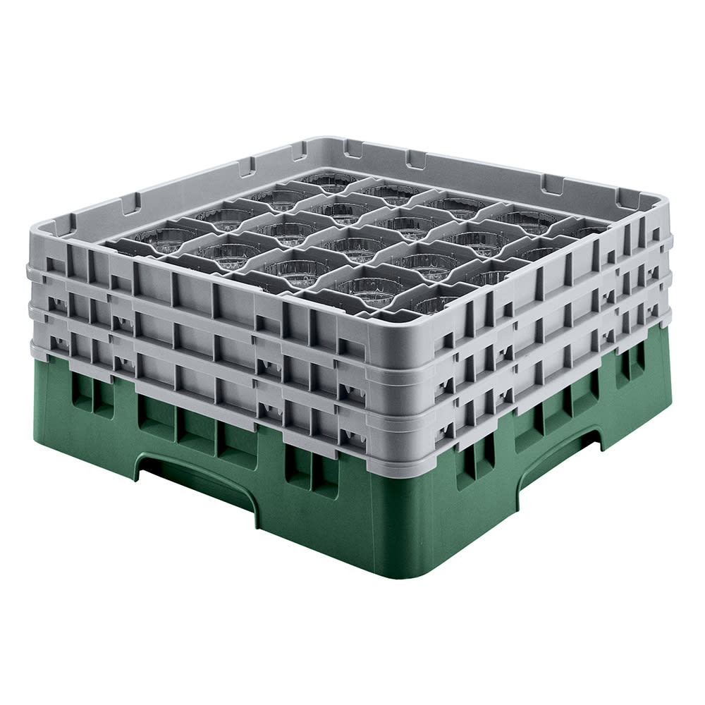 144-36S534119 Camrack® Glass Rack w/ 36 Compartments - 2 Gray Extenders, Sherwood Green