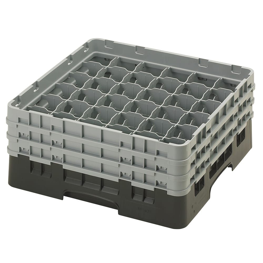 144-36S638110 Camrack® Glass Rack w/ (36) Compartments - (3) Gray Extenders, Black