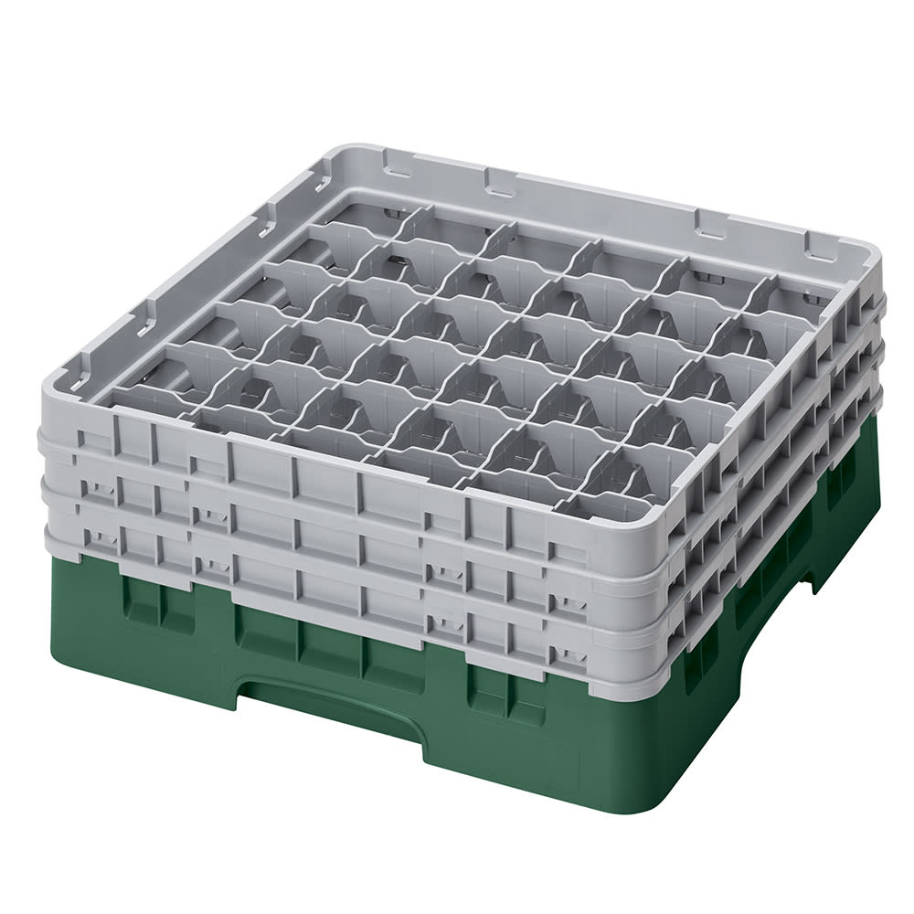 144-36S638119 Camrack® Glass Rack w/ (36) Compartments - (3) Gray Extenders, Sherwood Green