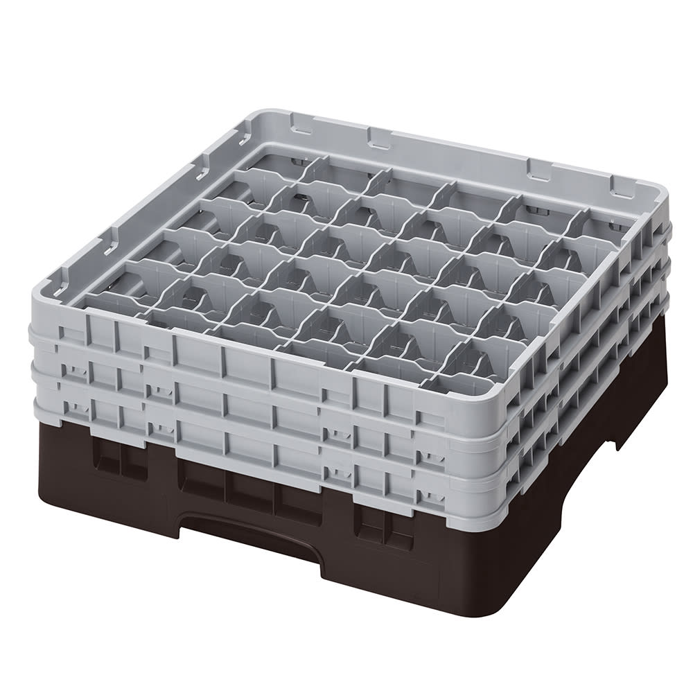 144-36S638167 Camrack® Glass Rack w/ (36) Compartments - (3) Gray Extenders, Brown