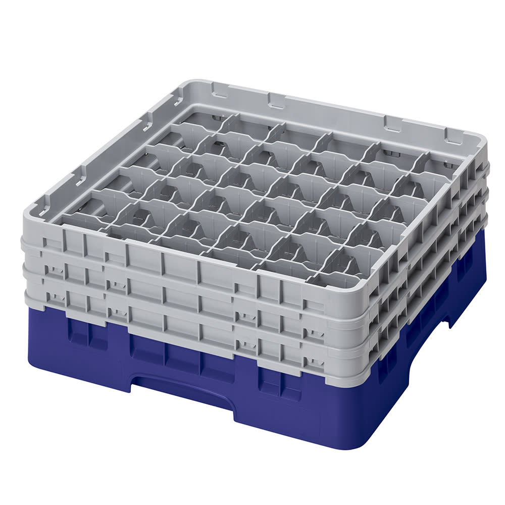 144-36S638186 Camrack® Glass Rack w/ (36) Compartments - (3) Gray Extenders, Navy Blue