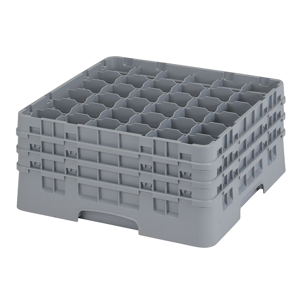 144-36S738151 Camrack® Glass Rack w/ 36 Compartments - 3 Gray Extenders, Soft Gray