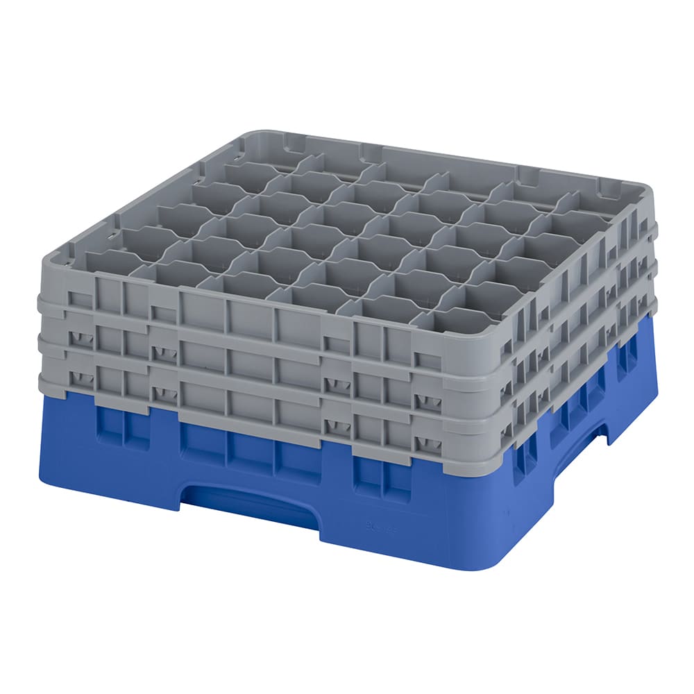 144-36S738168 Camrack® Glass Rack w/ 36 Compartments - 3 Gray Extenders, Blue