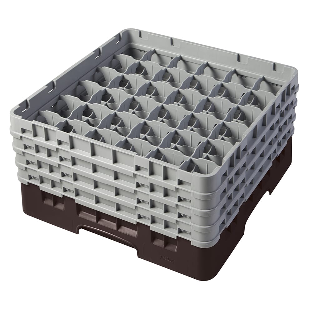 144-36S800167 Camrack® Glass Rack w/ 36 Compartments - 4 Gray Extenders, Brown