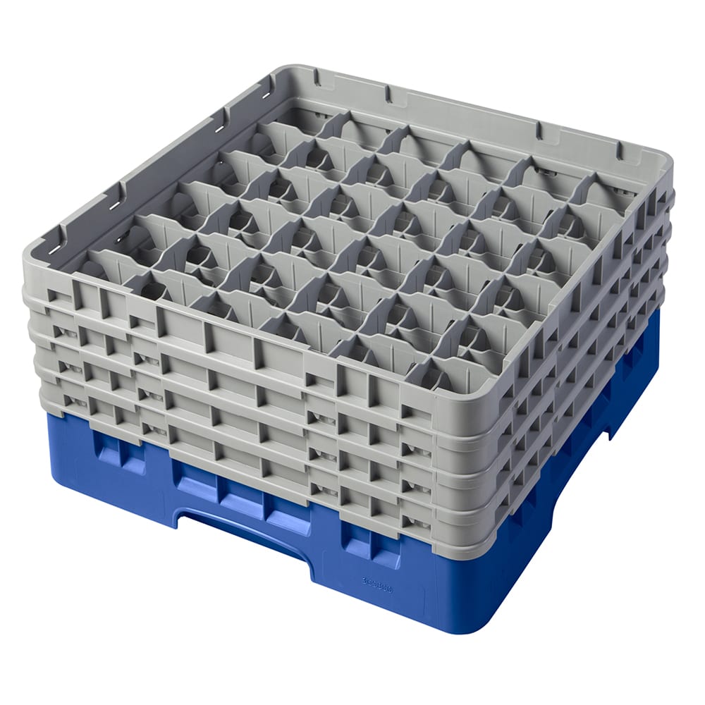 144-36S800168 Camrack® Glass Rack w/ 36 Compartments - 4 Gray Extenders, Blue
