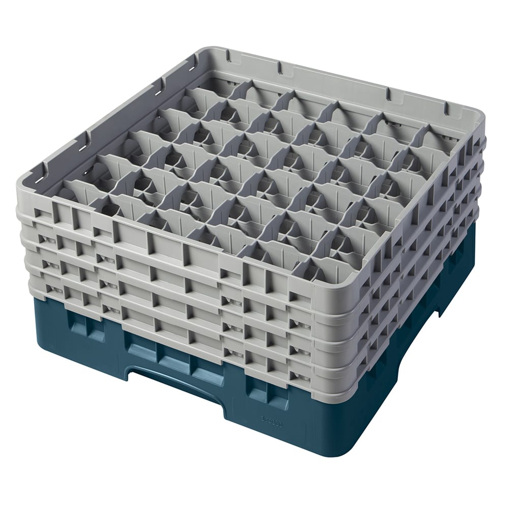 144-36S800414 Camrack® Glass Rack w/ 36 Compartments - 4 Gray Extenders, Teal