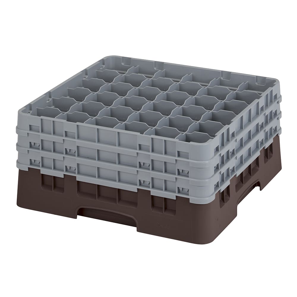144-36S738167 Camrack® Glass Rack w/ 36 Compartments - 3 Gray Extenders, Brown