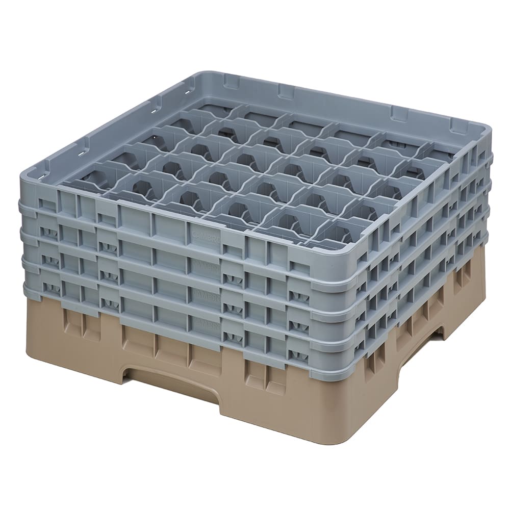 144-36S800184 Camrack® Glass Rack w/ 36 Compartments - 4 Gray Extenders, Beige