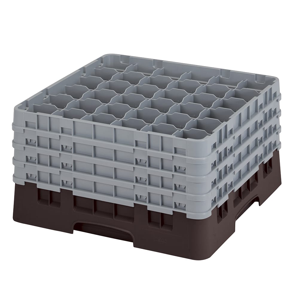 144-36S900167 Camrack® Glass Rack w/ 36 Compartments - 4 Gray Extenders, Brown