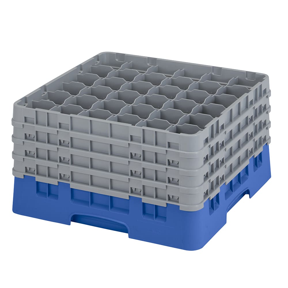 144-36S900168 Camrack® Glass Rack w/ 36 Compartments - 4 Gray Extenders, Blue
