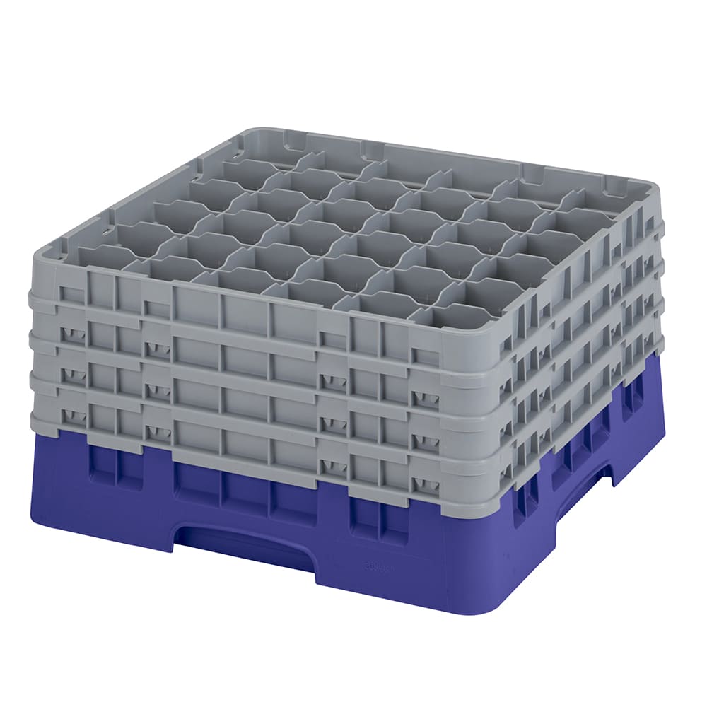 144-36S900186 Camrack® Glass Rack w/ 36 Compartments - 4 Gray Extenders, Navy Blue