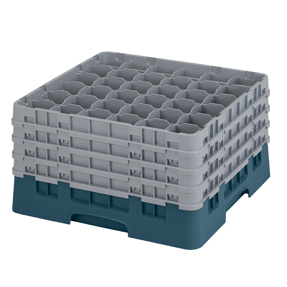 144-36S900414 Camrack® Glass Rack w/ 36 Compartments - 4 Gray Extenders, Teal