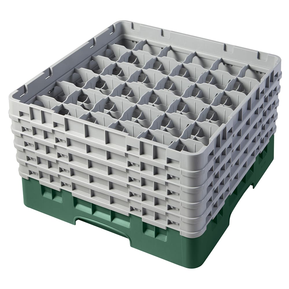 144-36S958119 Camrack® Glass Rack w/ (36) Compartments - (5) Gray Extenders, Sherwood Green
