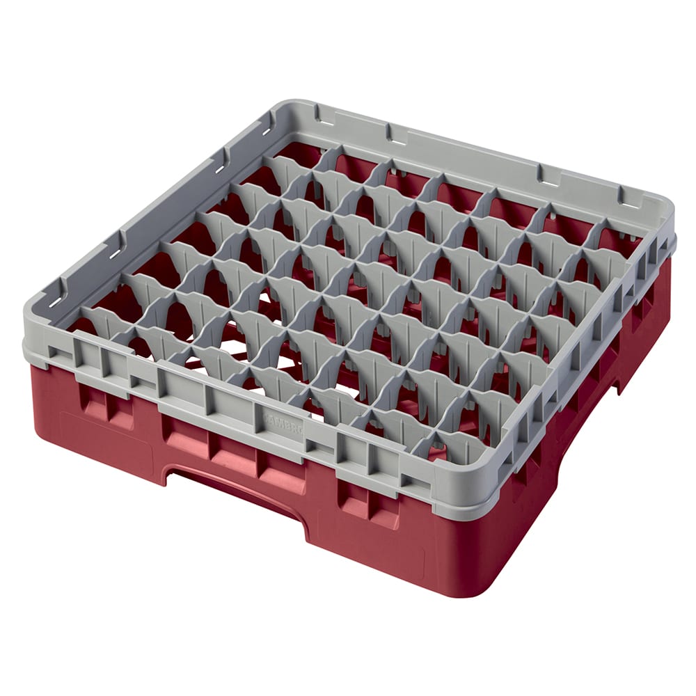 144-49S318416 Camrack® Glass Rack w/ (49) Compartments - (1) Gray Extender, Cranberry