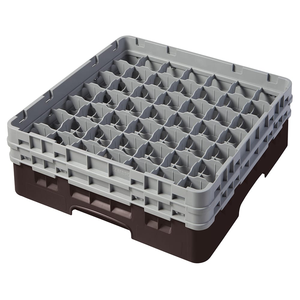 144-49S434167 Camrack® Glass Rack w/ (49) Compartments - (2) Gray Extenders, Brown