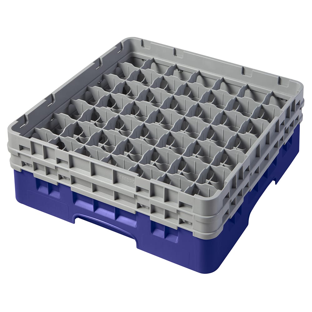 144-49S434186 Camrack® Glass Rack w/ (49) Compartments - (2) Gray Extenders, Navy Blue