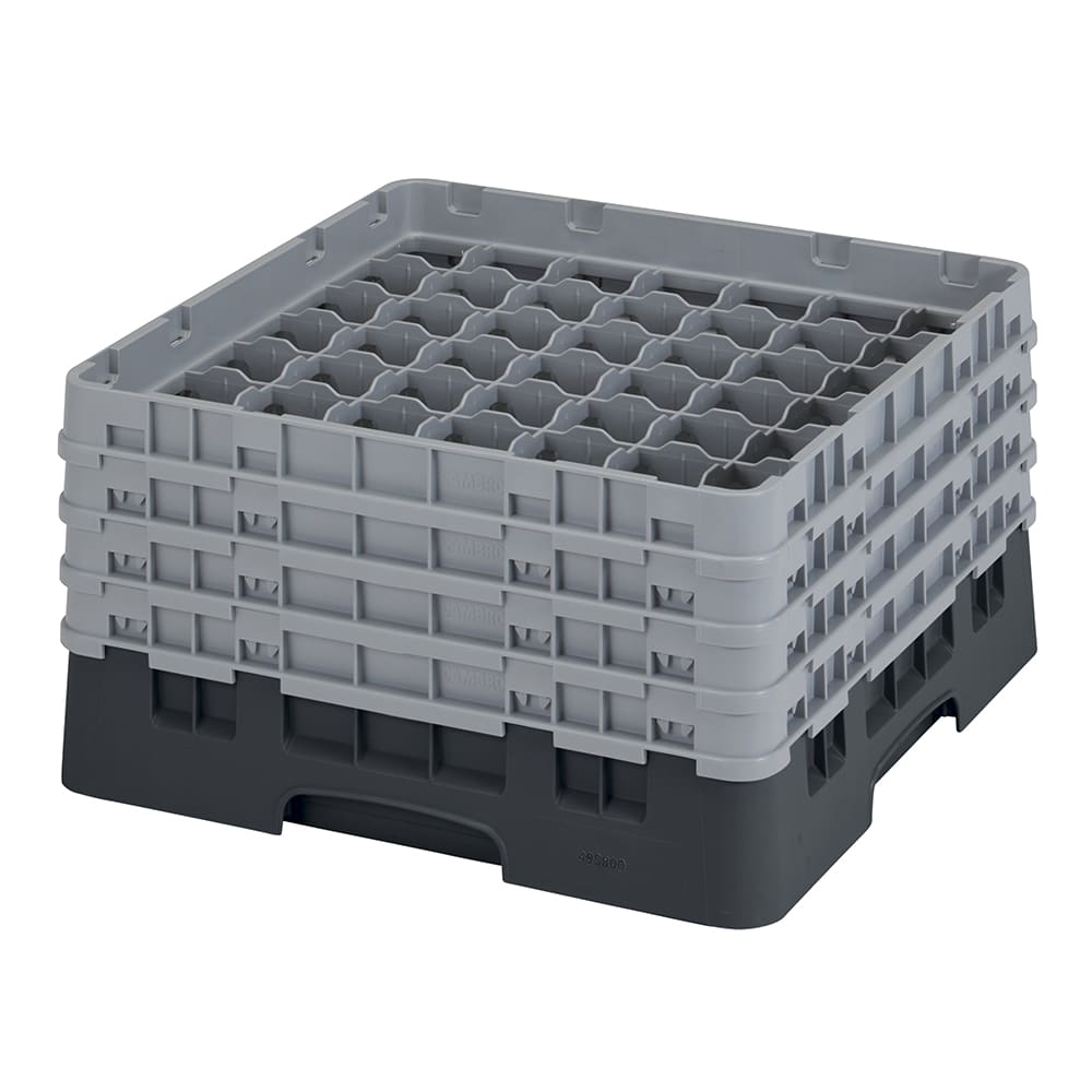 144-49S800110 Camrack® Glass Rack w/ (49) Compartments - (4) Gray Extenders, Black