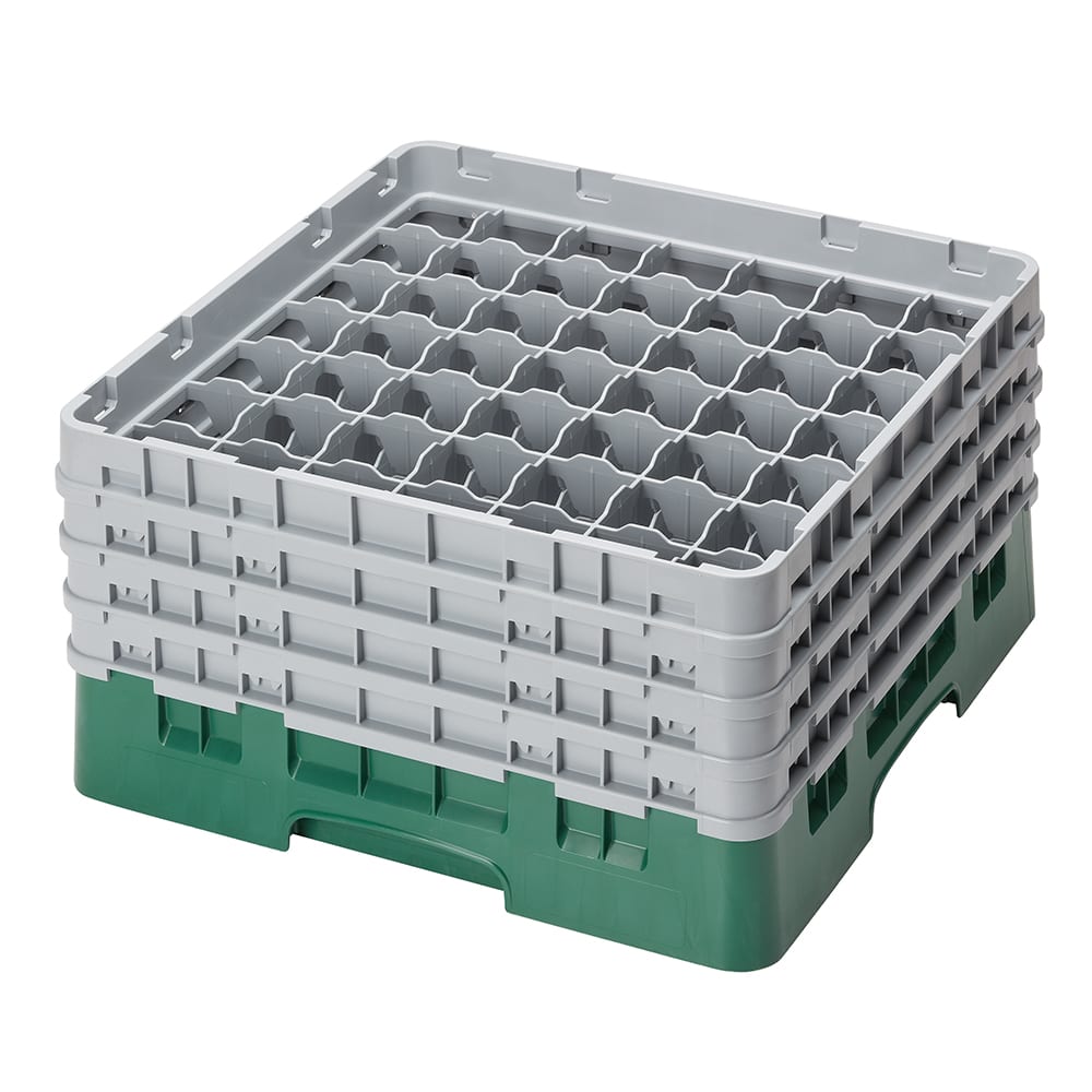 144-49S800119 Camrack® Glass Rack w/ 49 Compartments - 4 Gray Extenders, Sherwood Green