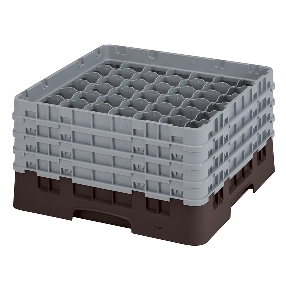 144-49S800167 Camrack® Glass Rack w/ 49 Compartments - 4 Gray Extenders, Brown