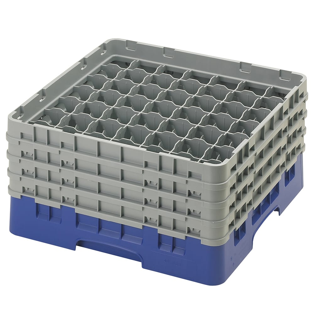 144-49S800186 Camrack® Glass Rack w/ (49) Compartments - (4) Gray Extenders, Navy Blue