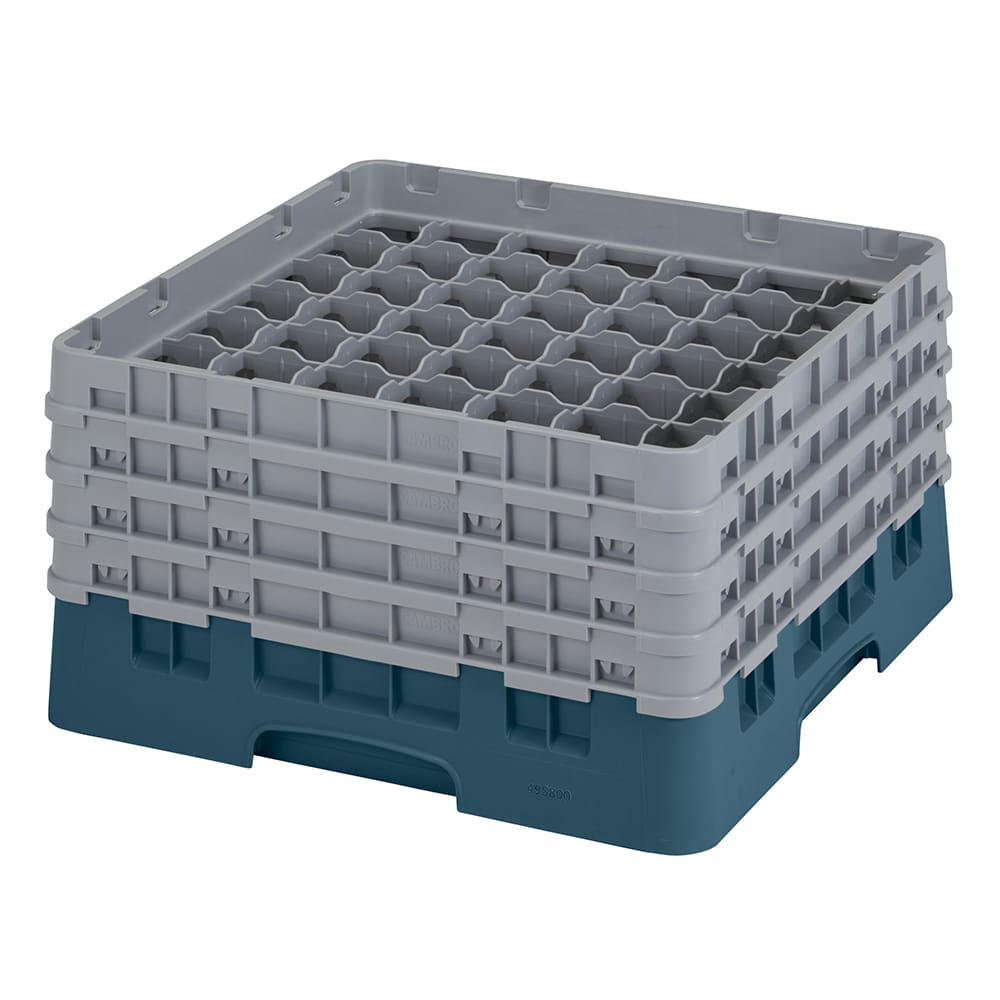 144-49S800414 Camrack® Glass Rack w/ 49 Compartments - 4 Gray Extenders, Teal