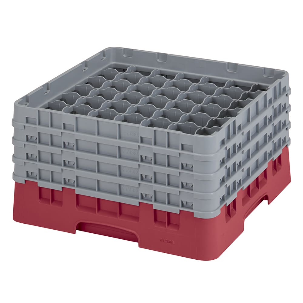 144-49S800416 Camrack® Glass Rack w/ (49) Compartments - (4) Gray Extenders, Cranberry