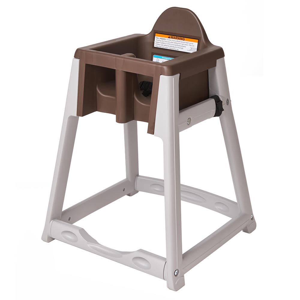 107-KB87709 27" Plastic High Chair/Infant Seat Cradle w/ Waist Strap, Gray/Brown