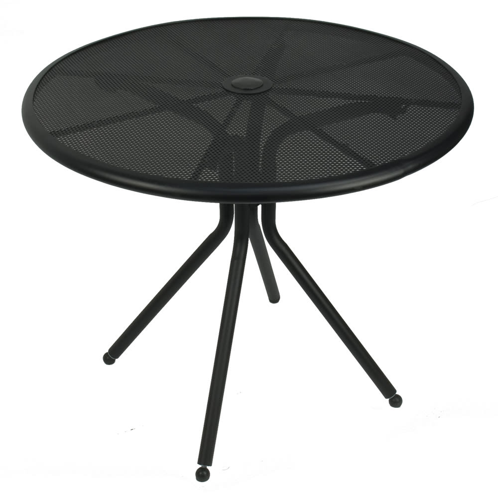 336-AB36 36" Round Outdoor Table w/ Umbrella Hole - Aluminum, Black