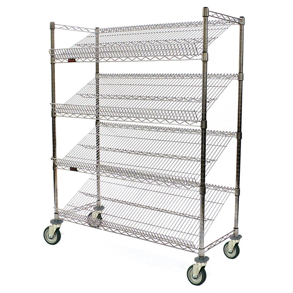 241-M1860V4 Visual Merchandising Cart - (4) 18x60" Shelves, Pewter Gray Epoxy Finish