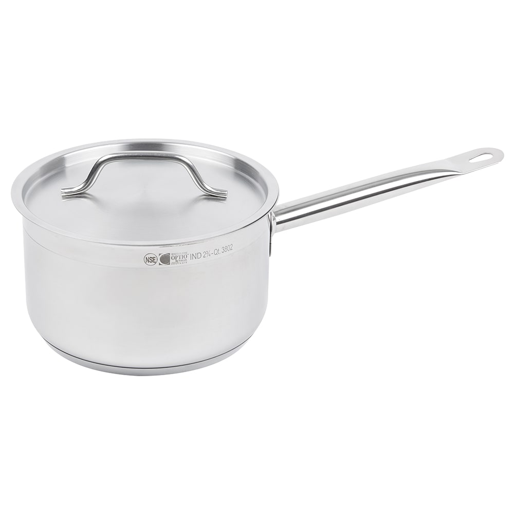 175-3802 2 3/4 qt Optio™ Stainless Steel Saucepan w/ Hollow Metal Handle - Induction Ready