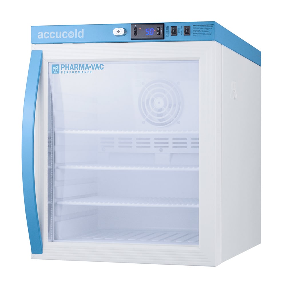 162-ARG1PV 1 cu ft Countertop Pharma-Vac Medical Refrigerator w/ Glass Door - Temperature Alarm,...