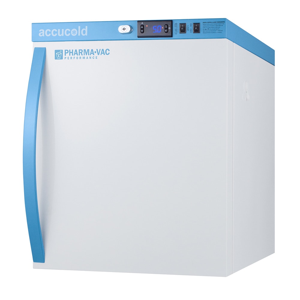 162-ARS1PV 1 cu ft Countertop Pharma-Vac Medical Refrigerator w/ Solid Door - Temperature Alarm,...