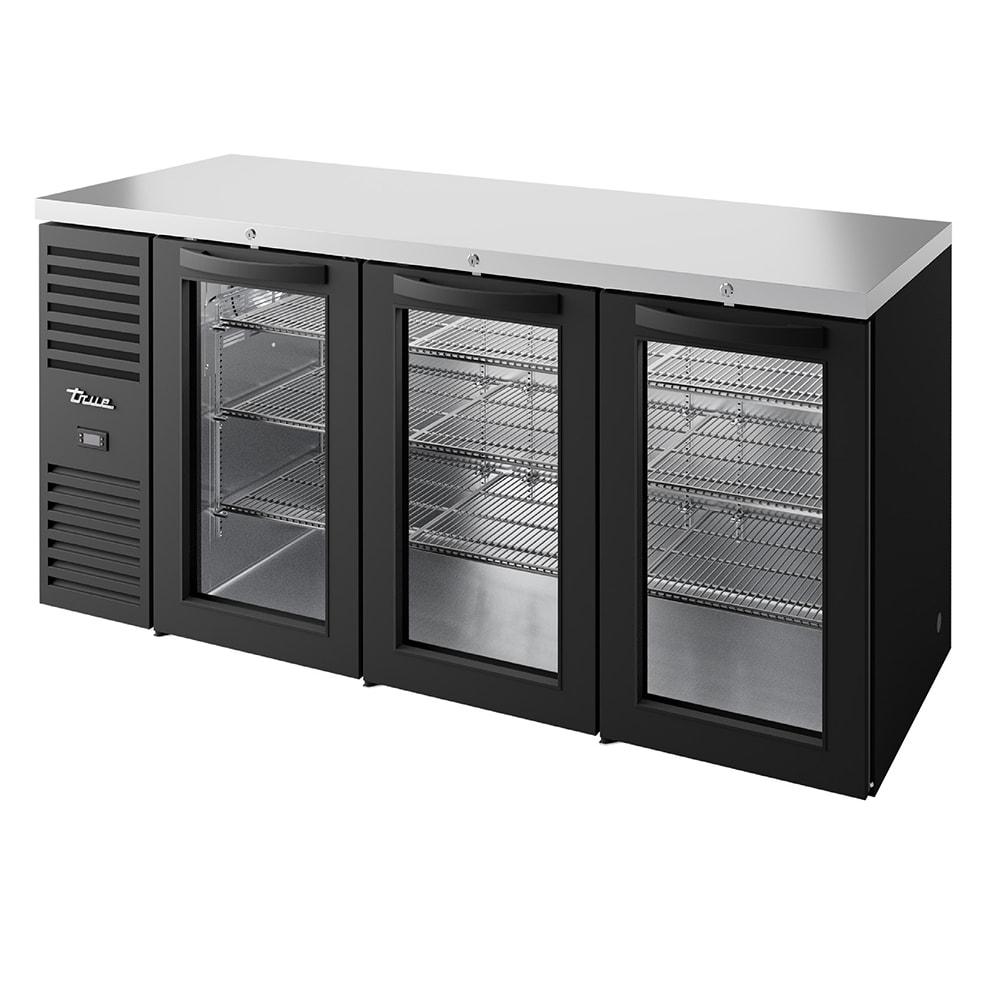 598-TBR84RISZ1LBGGG1 84" Bar Refrigerator - 3 Swinging Glass Doors, Black, 115v