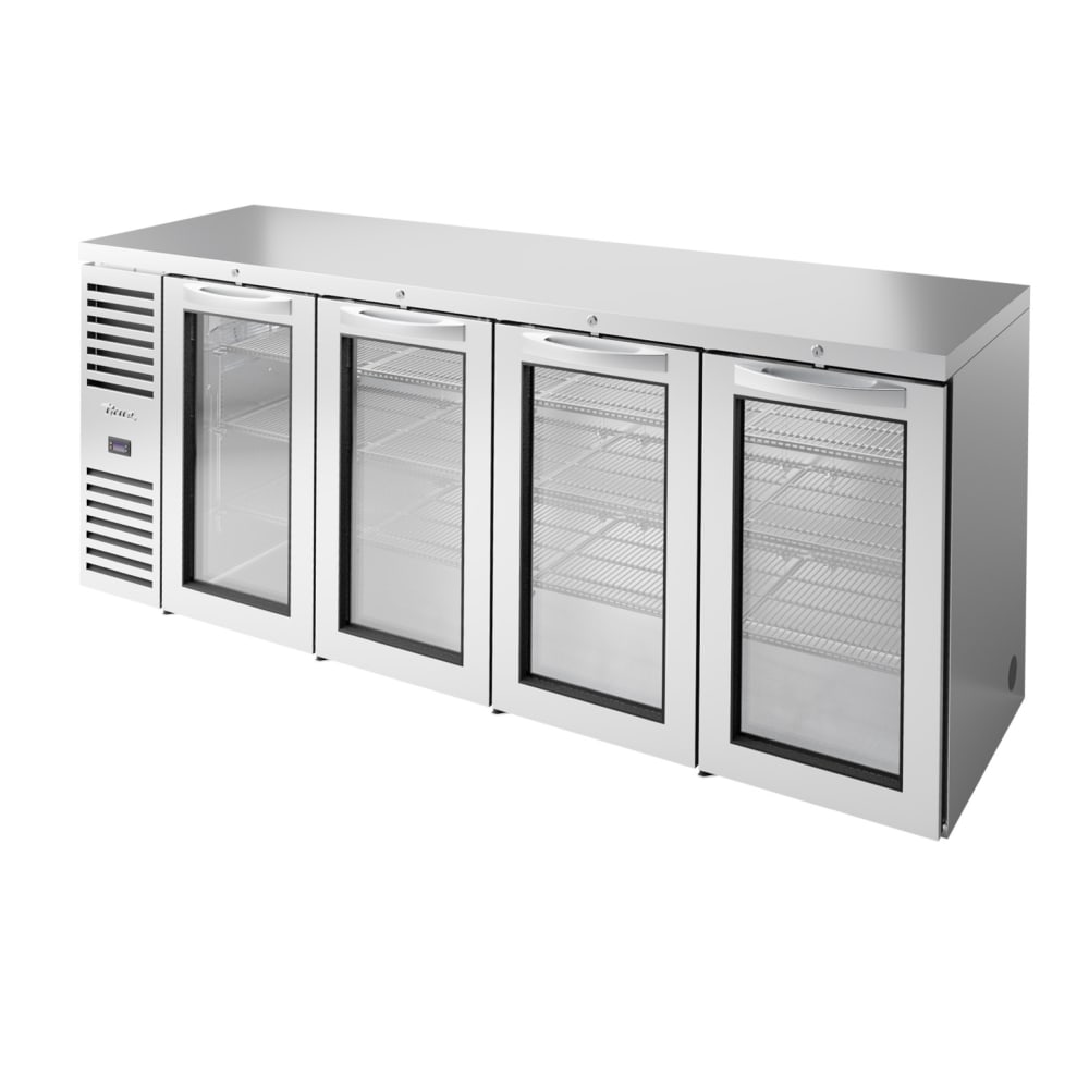 598-TBR92RISZ1LSGGGG 92" Bar Refrigerator - 4 Swinging Glass Doors, Stainless, 115v