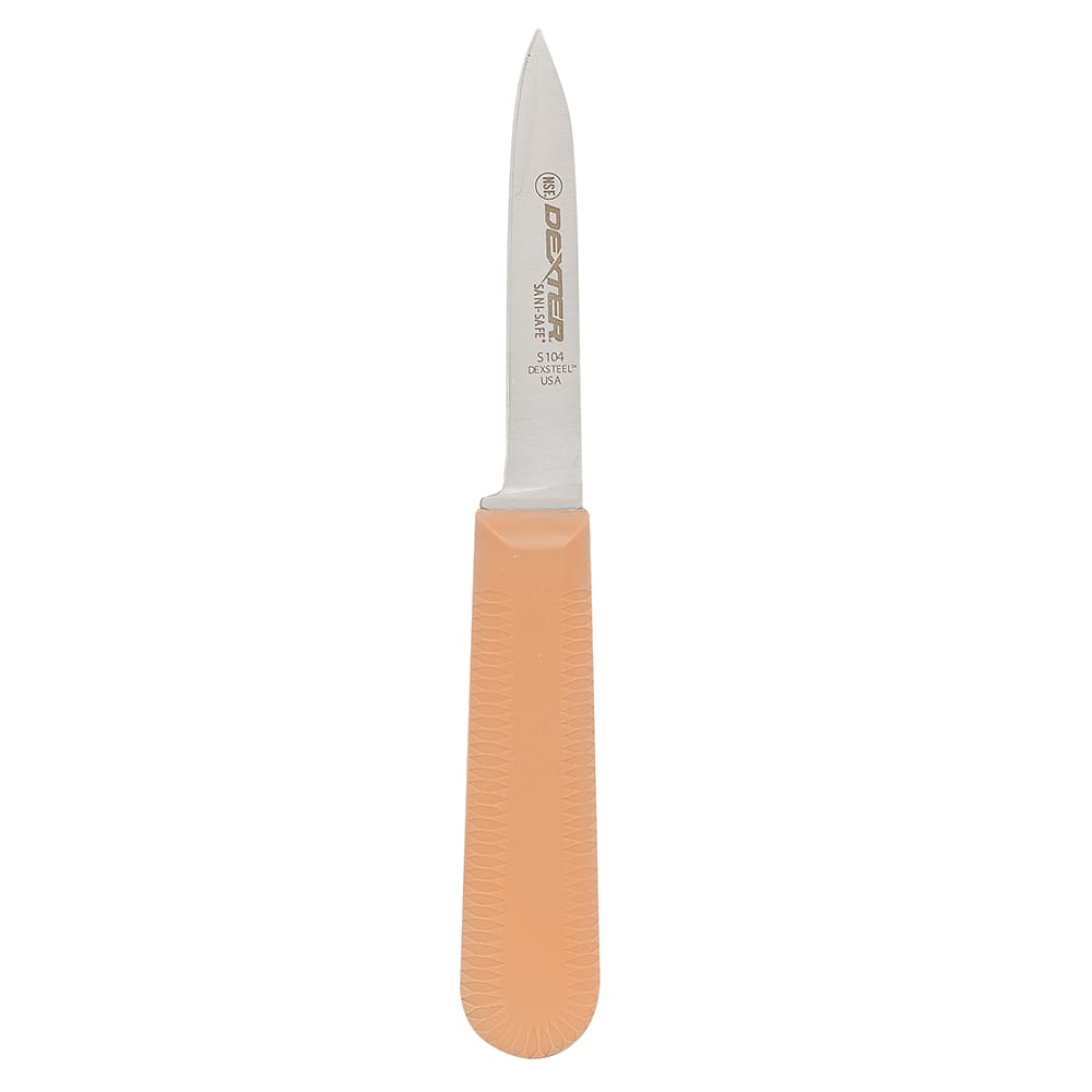 Dexter Russell S104T-PCP 3 1/4" Sani Safe® Paring Knife Set w/ Polypropylene Tan Handle, Carbon Steel
